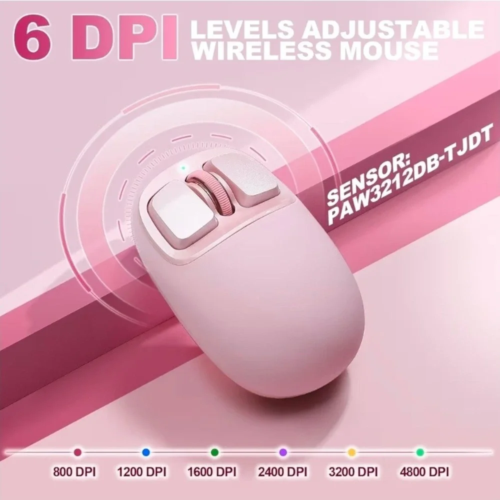 YUNZII C1 Silicone Wireless Mouse Tri-Mode Bluetooth 4800 DPI Pink C1-Pink